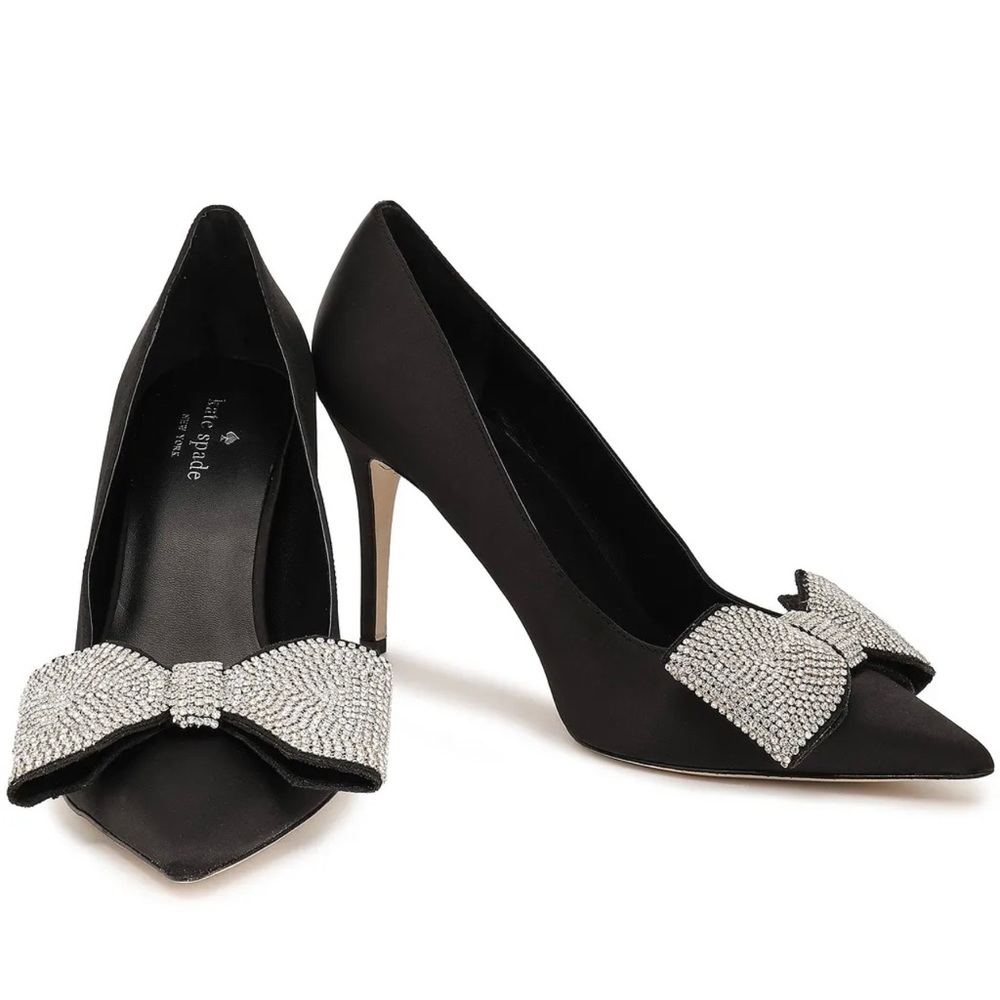 COPY - Brand New!! Kate Spade Satin & Crystal Bow Pumps In Black